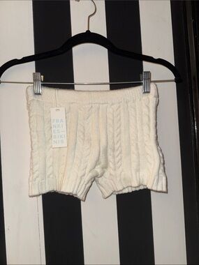 Frankie's Bikinis Cream Cable Knit Lounge Micro Shorts